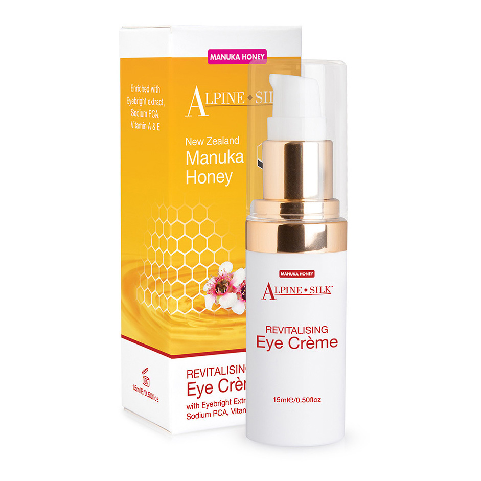 Антивозрастной натуральный омолаживающий крем для зоны вокруг глаз из Тайланда с медом манука и коллагеномкрем Alpine Silk Manuka Honey Revitalising Eye Creme UMF 10+ купить в Москве и Московской области.