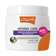 Интенсивная маска из Тайланда с кератином для восстановления окрашенных волос (Фиолетовая линия) LOLANE Intense Care Keratin Repair Mask For Color Care
