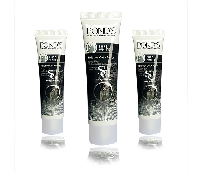 Натуральная пенка для умывания из Тайланда Пондс от черных точек POND'S Pure White Pollution Out + Purity купить в Москве и Московской области. ponds-black