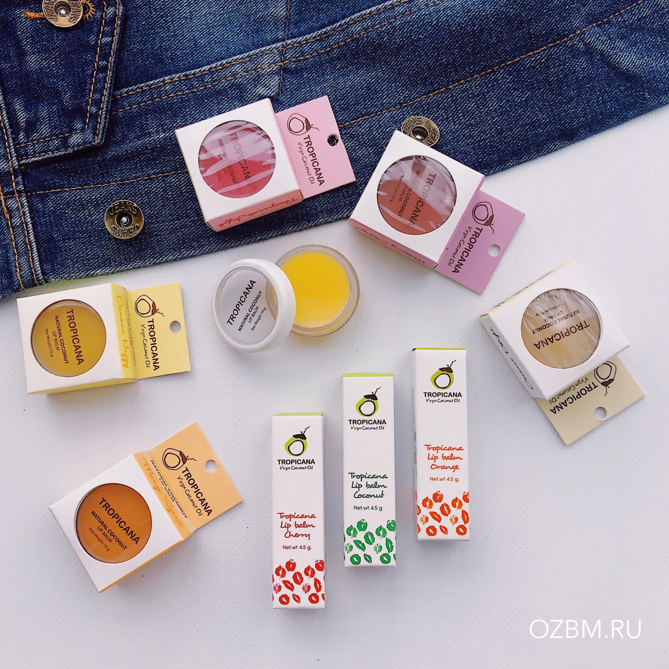 Натуральный Тайский кокосовый бальзам для губ из Тайланда Банан Tropicana Natural Coconut Lip Balm Banana Happy купить в Москве и Московской области