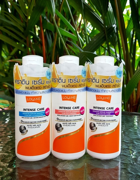 Тайский шампунь для увеличения объема волос Lolane Intense Care Keratin Serum Shampoo For Volumizing